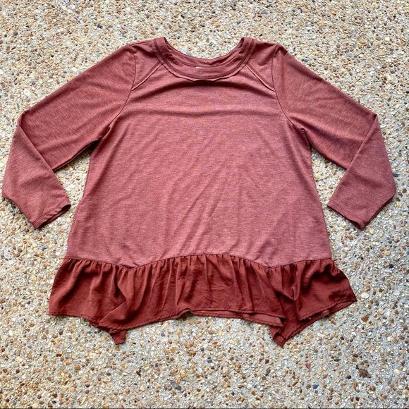 LOGO Lounge Lori Goldstein Carly Style Ruffle Shark Bite Tunic Size XL - Picture 1 of 10